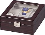 Auer Accessories Niobe 416E Coffret pour montres Pour 6 Montres Bois débène 2 Tailles des coussins