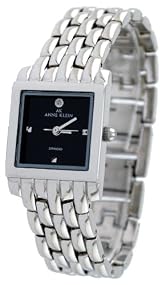 AK Anne Klein #10-1040BKDI Women's Stainless Steel Diamond Marker Bracelet Watch