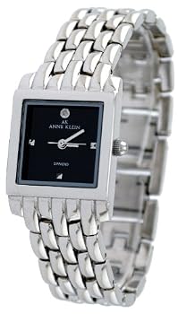 AK Anne Klein #10-1040BKDI Women's Stainless Steel Diamond Marker Bracelet Watch