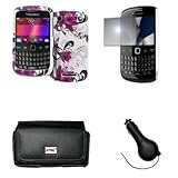 EMPIRE Black Leather Case Pouch with Belt Clip and Belt Loops + White with  ....