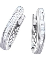 Diamond Hoop Earrings Baguette 10k White Gold (1/2 Carat)