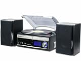 from Lime Shop Steepletone Memphis 5-in-1 Music System - 3 Speed Turntable / CD Player / DAB/Analogue FM Radio / USB/SD MP3 Player / Cassette Player / Vinyl to MP3 / Cassette to MP3 / Radio to MP3 Recorder (Silver)