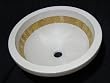 Gorgeous Sahara Gold Marble Drop-in or Above Counter Bathroom Sink Vessel Basin Bowl with Inca Gold Mosaics Inlaid Inside