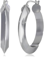 Sterling Silver Medium Knife-Edge Click-Top Hoop Earrings (1.0" Diameter)