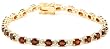 18k Yellow Gold Plated Sterling Silver Garnet and Diamond-Accent Bracelet, 7.25"