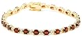 18k Yellow Gold Plated Sterling Silver Garnet and Diamond-Accent Bracelet, 7.25