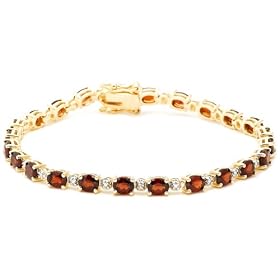 18k Yellow Gold Overlay Sterling Silver Garnet w Diamond Accent Bracelet,... by Amazon.com Collection