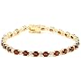 18k Yellow Gold Plated Sterling Silver Garnet and Diamond-Accent Bracelet, 7.25"