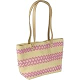 Green Street Designs Amelia Island Straw Bag (Natural w/Pink)