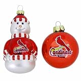 St. Louis Cardinals Snowman and Ball Mini Blown Glass Ornaments