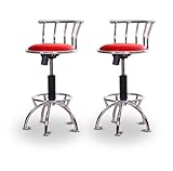 2 24"-29" Glitter Red Seat Chrome Adjustable Specialty / Custom Barstools S ....