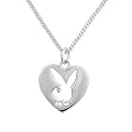 Sterling Silver Playboy Necklace Heart Charm with Bunny Logo Cut Out Authentic Licensed Jewelry SPBN712
