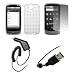 Premium Clear Diamond Soft Silicone Gel Skin Cover Thermoplastic Polyurethane (TPU) Case + Crystal Clear Screen Protector + Rapid Car Charger + USB Data Sync Charge Cable for HTC Google Nexus One [Accessory Export Packaging]