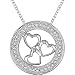 Silver 1/10ct TDW Diamond 3-hearts in Circle Necklace