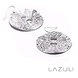 Hammered Textured Sterling Silver Round Lily Earrings