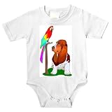 Onesie with hound, dog, basset, parrot