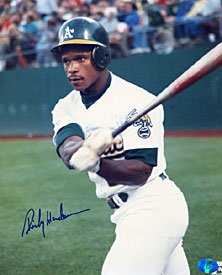 Rickey Henderson Autographed / Signed Oakland Athletics Baseball 8x10 Photo