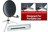 Netgadgets 65cm Portable Dark Grey Satellite Dish Kit with Tripod and 12v Comag Receiver for Caravan/Camping