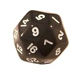 30 Sided Black Dice Polyhedral in Black Suedine Pouch