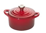 Le Creuset - Tradition - Cocotte en Fonte de 10 cm - Bouton Métal - Cerise