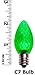 HLO Lighting LED C7 Green Replacement Christmas Light Bulbs, Commercial Grade Holiday Bulbs, 3 Diode (LED's) in Each Bulb, Fits in E12 Sockets, Pack of 25 Bulbs