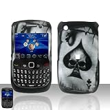 Ace of Skull Snap on Hard Skin Faceplate Cover Case for Blackberry Curve 8520 8530 + Belt Clip