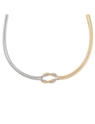 Sterling Silver and Gold-Plated Two-Tone Mesh Love Knot 18" Necklace