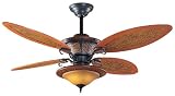 Hunter Fan 23895 4-Blade 56-Inch Royal Palm Ceiling Fan with Faux Plantation Leather Finish and Antique Black Trim
