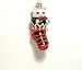 White Kitten in a Stocking Glass Ornament