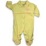 Little Me - Infant Girls Footed Heart Blanket Sleeper, Yellow, Pink