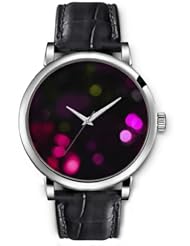 SPRAWL Aanalog Fashion Series Silver Ladies Watches of Genuine Black Leather Strap,Unique Wrist Watch for Women Girls Designed with roses points