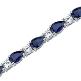 Perfect Allure: Pear Shape Blue Sapphire & White CZ Gemstone Bracelet in Sterling Silver Free Shipping