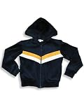 Kyds - Girls Velour Hooded Sweatshirt Jacket, Navy, Gold