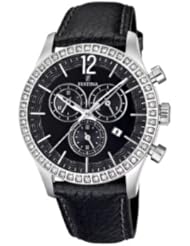Festina Womens Quartz Watch with Black Dial Chronograph Display and Black Leather Strap F16590/4