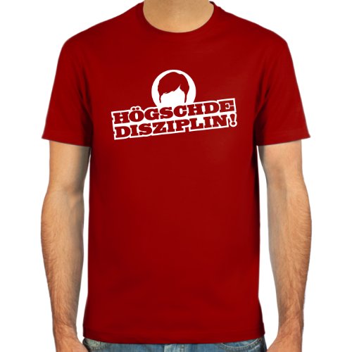 T-Shirt “Högschde Disziplin”, Jogi Löw ::: Farbauswahl: deepred, schwarz, oliv oder navy ::: Größen: S-XL ::: Fußball-Kult