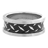 316L Stainless Steel Ring With Black PVD And Slash Marks That Make The Shape Of A Diamod - Size: 13