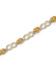 10kt Yellow Gold Oval Citrine and Diamond Bracelet
