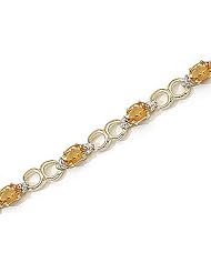 14kt Yellow Gold Oval Citrine and Diamond Bracelet