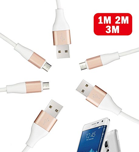 Micro USB Cable, OTISA 3-Pack High Speed Heavy Duty Charging & Sync USB Charger for android, Samsung, HTC, Motorola, Google and More [Gold]
