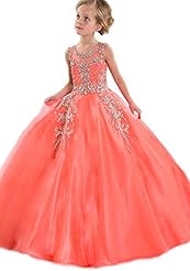 Girls  Crystal Crystals Lace Illusion Jeweled  Ball Gown Pageant Dress/Party Dress 