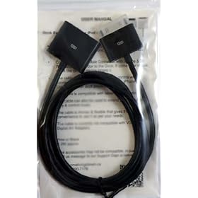 Black Dock Extension Extender Cable for iPhone 4 4S iPod iPad 2 Long 100cm = 39.37inches = 3.25ft Male to Female- Soft Flexible Thin Diameter - works for Data Sync & Charge & Audio to Play Music from Bose SoundDock Sony iHome & Other Dock Players