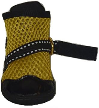 Lifeful® Dog Spring Summer Waterproof Nonslip Zipper Mesh Boots, Comfy, Cool and Flexible, Yellow Color, Set of 4 (Size Small)