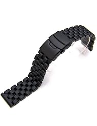 22mm SUPER Engineer Solid Stainless Steel Watch Band-Straight End, PVD Black