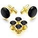 MOWOM Silver Gold Black Rose Gold Rhodium Plated Enamel Cufflinks Stud Set Tuxedo