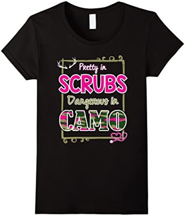 Pretty in scrubs dangerous in camo shirt - Female Large - Black