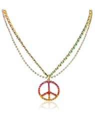 Betsey Johnson "St. Barts" Crystal Peace Sign Pendant Necklace, 20"