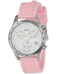 Timex Womens T2P063KW Ameritus Chronograph White Dial, Pink Silicone Strap Watch