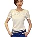 Finejo Women V Neck Chiffon Shirt Hollow Short Sleeve Blouse