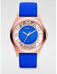 Marc by Marc Jacobs Henry Blue Cut-out Dial Rose Gold Ion-plated Ladies Watch MBM1244