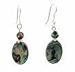 Earrings - E327 - Genuine Abalone Shell and Fire-Polished Glass Beads ~ Oval